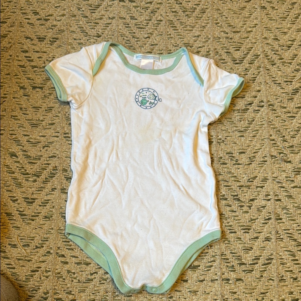 Janie and Jack White and Green onesie